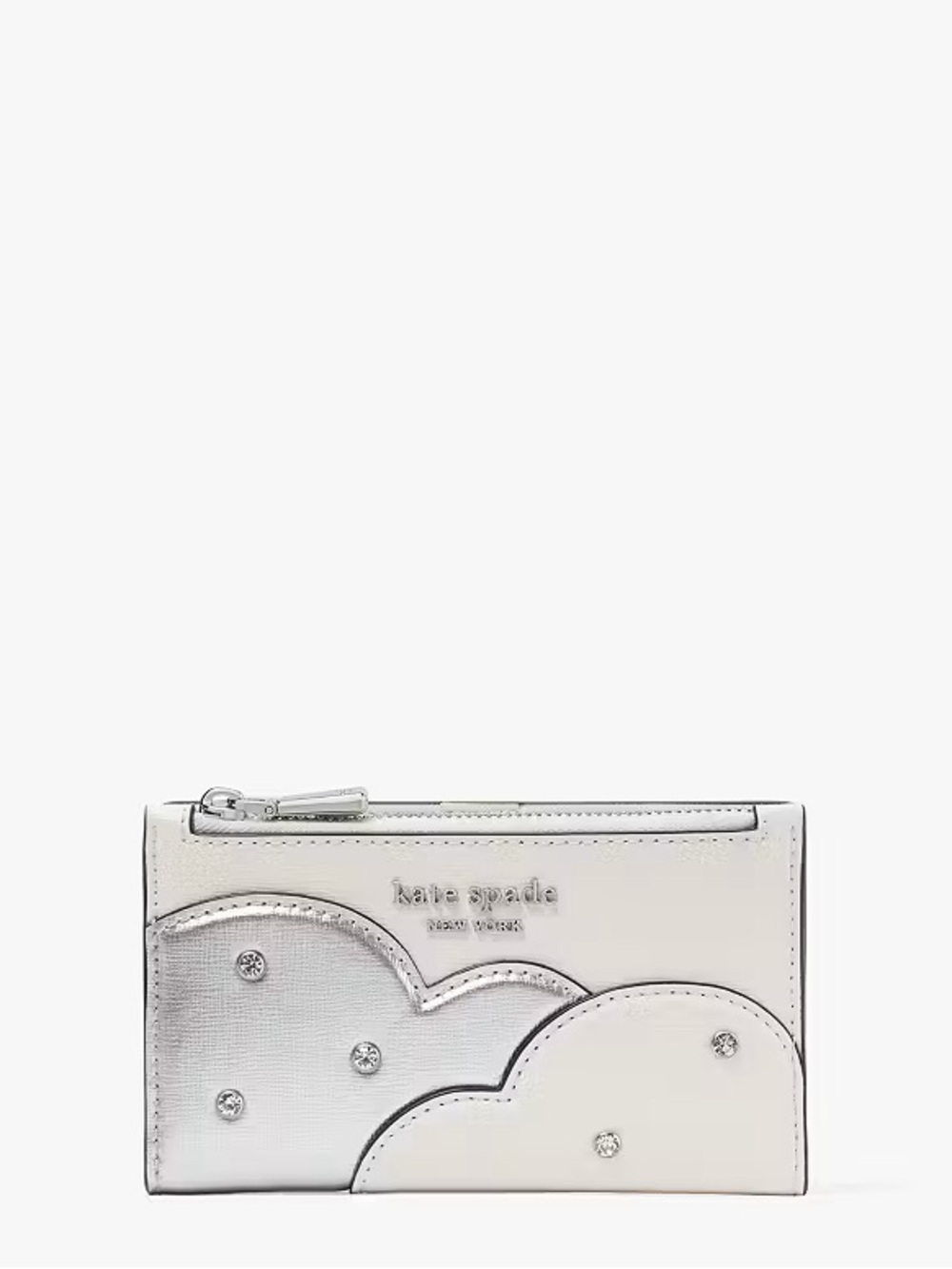 Kate Spade Novelty Shade Metallic Cloud Small Slim Bifold Wallet